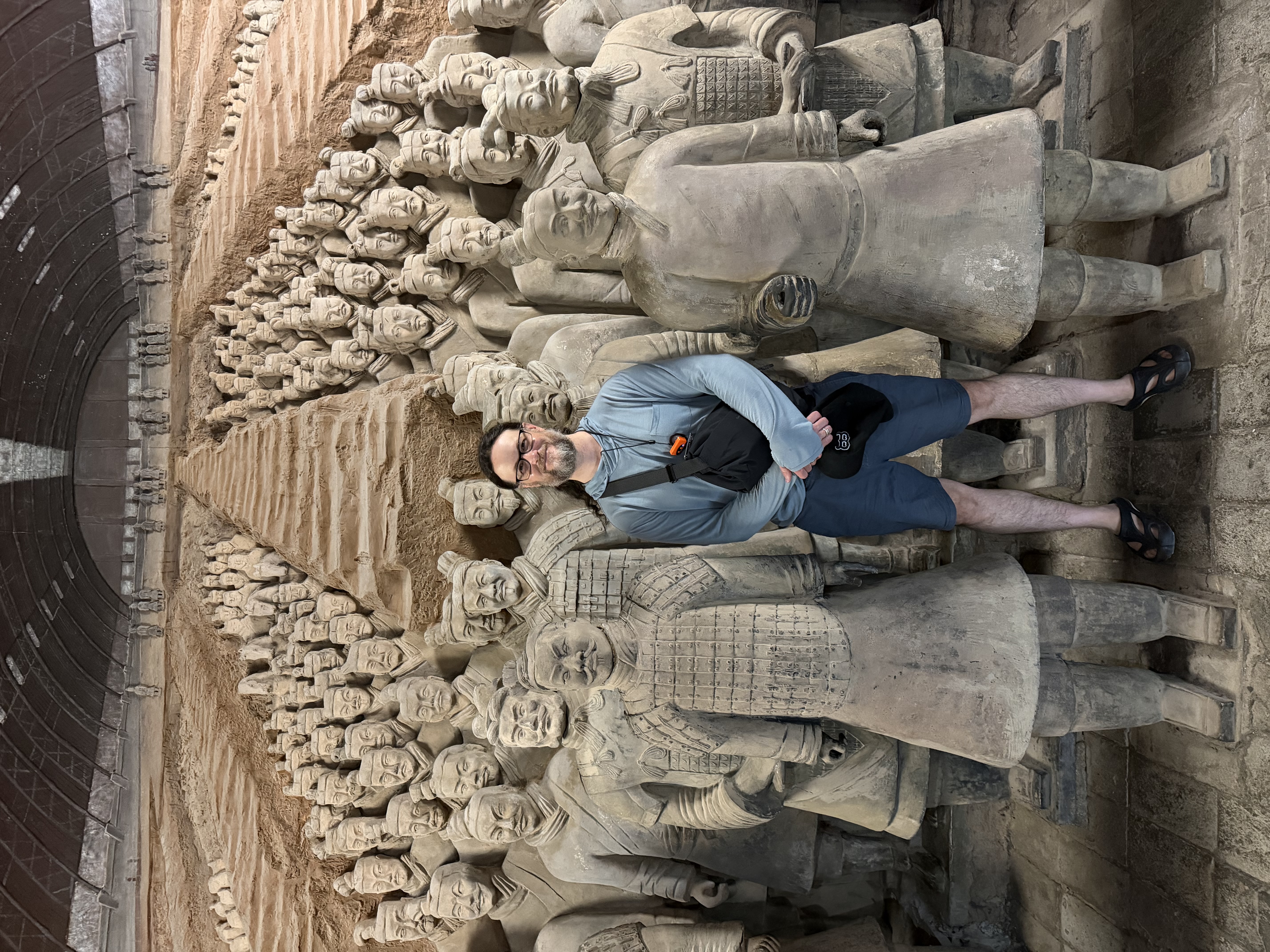 Professor Ford poses with the Terracotta Warriors.