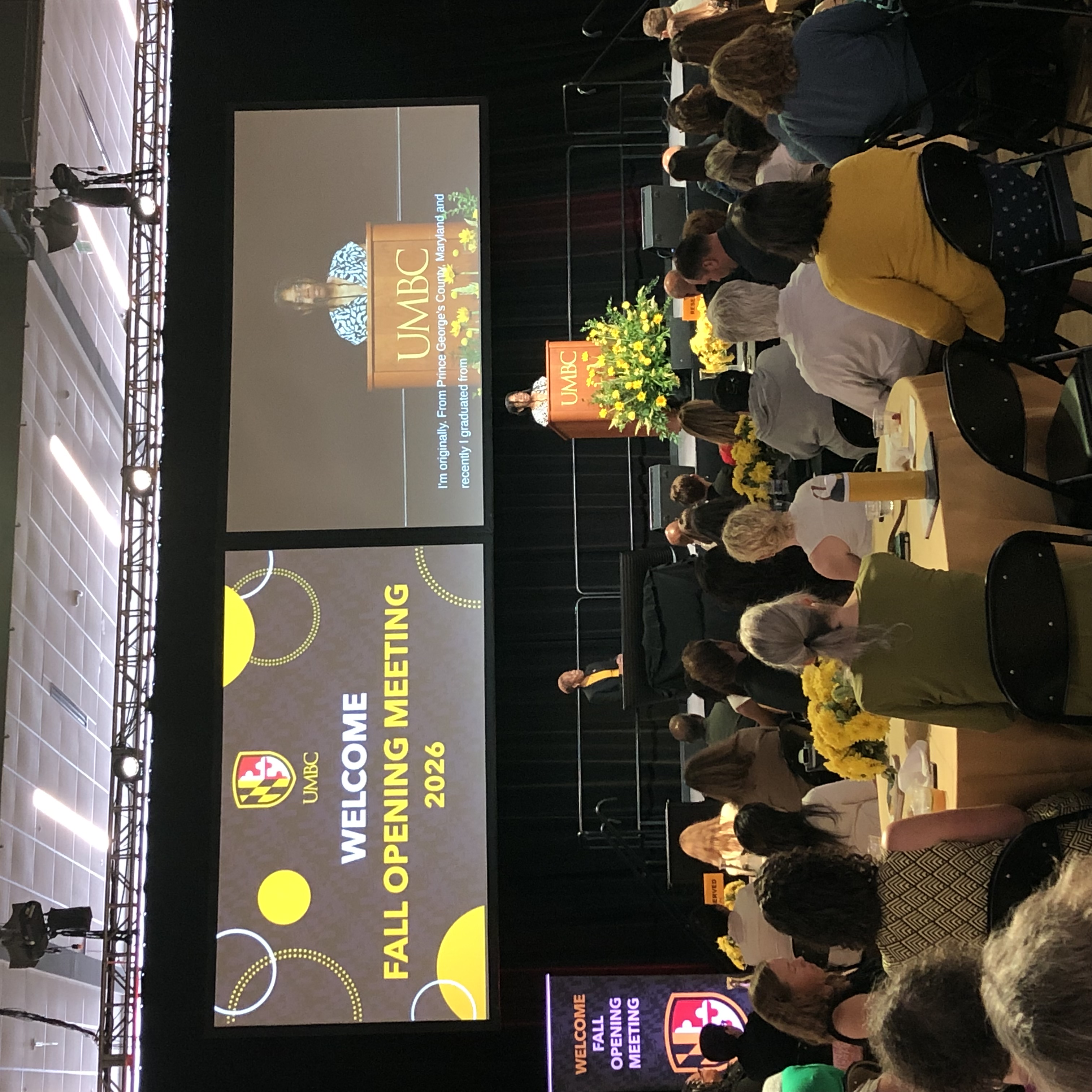 Sydney Braithwaite speaks at the 2026 UMBC Opening Meeting.