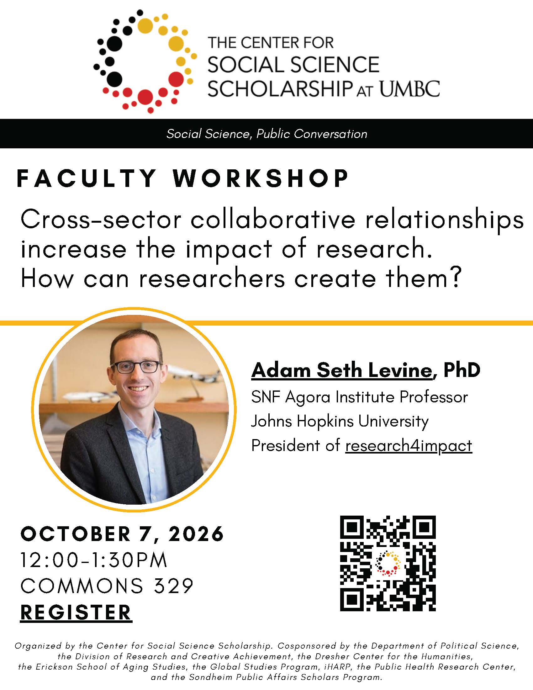 event flyer with details and photo of speaker