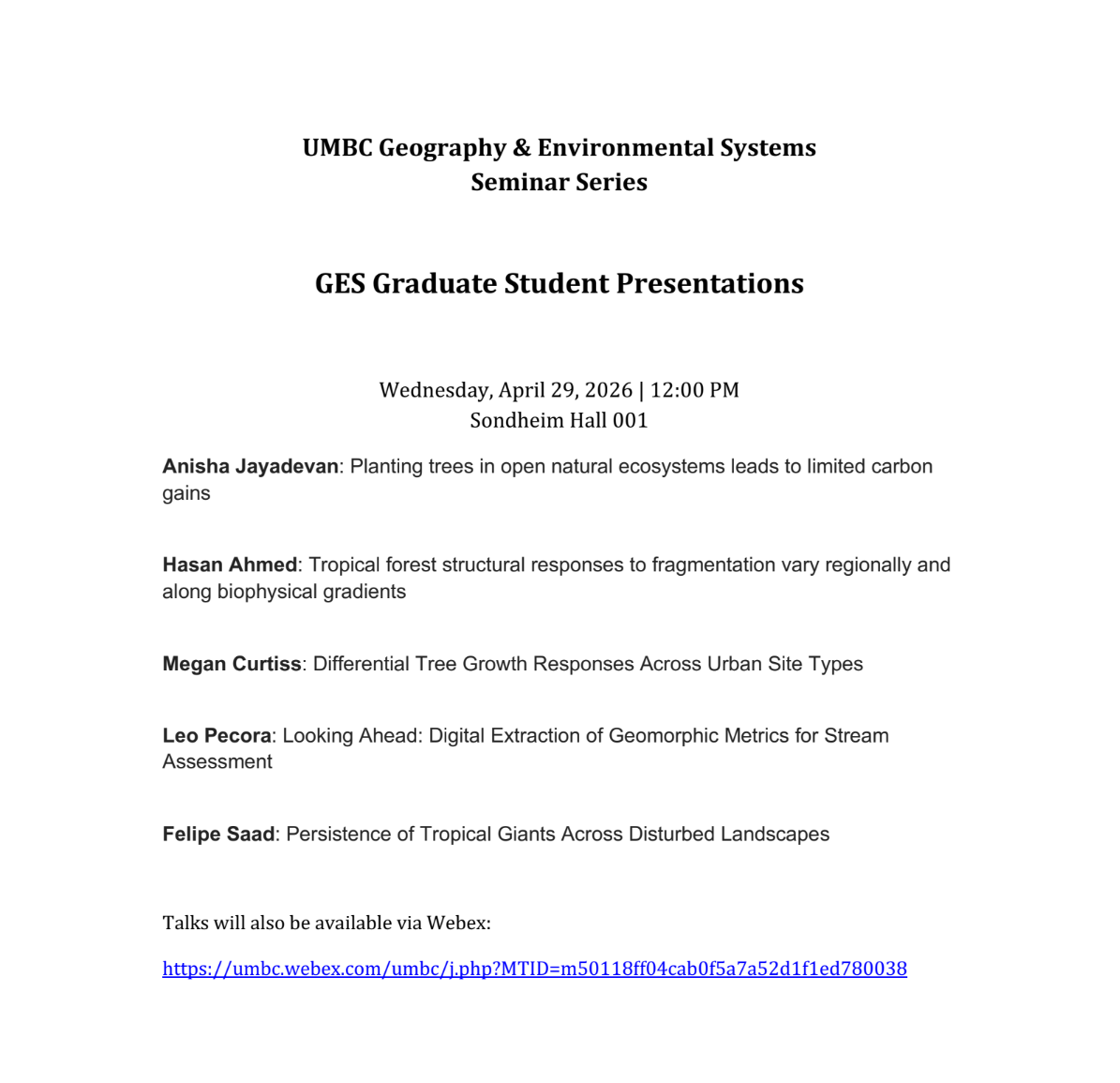 Grad student seminar flyer