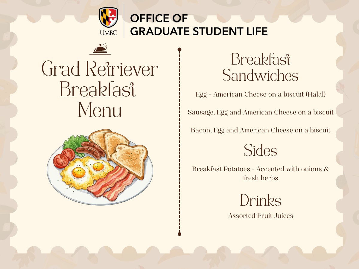 Wednesday, December 10 at 10am-12pm, in Commons SportsZone, Menu: Breakfast Sandwiches
Egg + American Cheese on a biscuit (Halal)

Sausage, Egg and American Cheese on a biscuit

Bacon, Egg and American Cheese on a biscuit
Sides
Breakfast Potatoes - Accented with onions & fresh herbs
Drinks
Assorted Fruit Juices