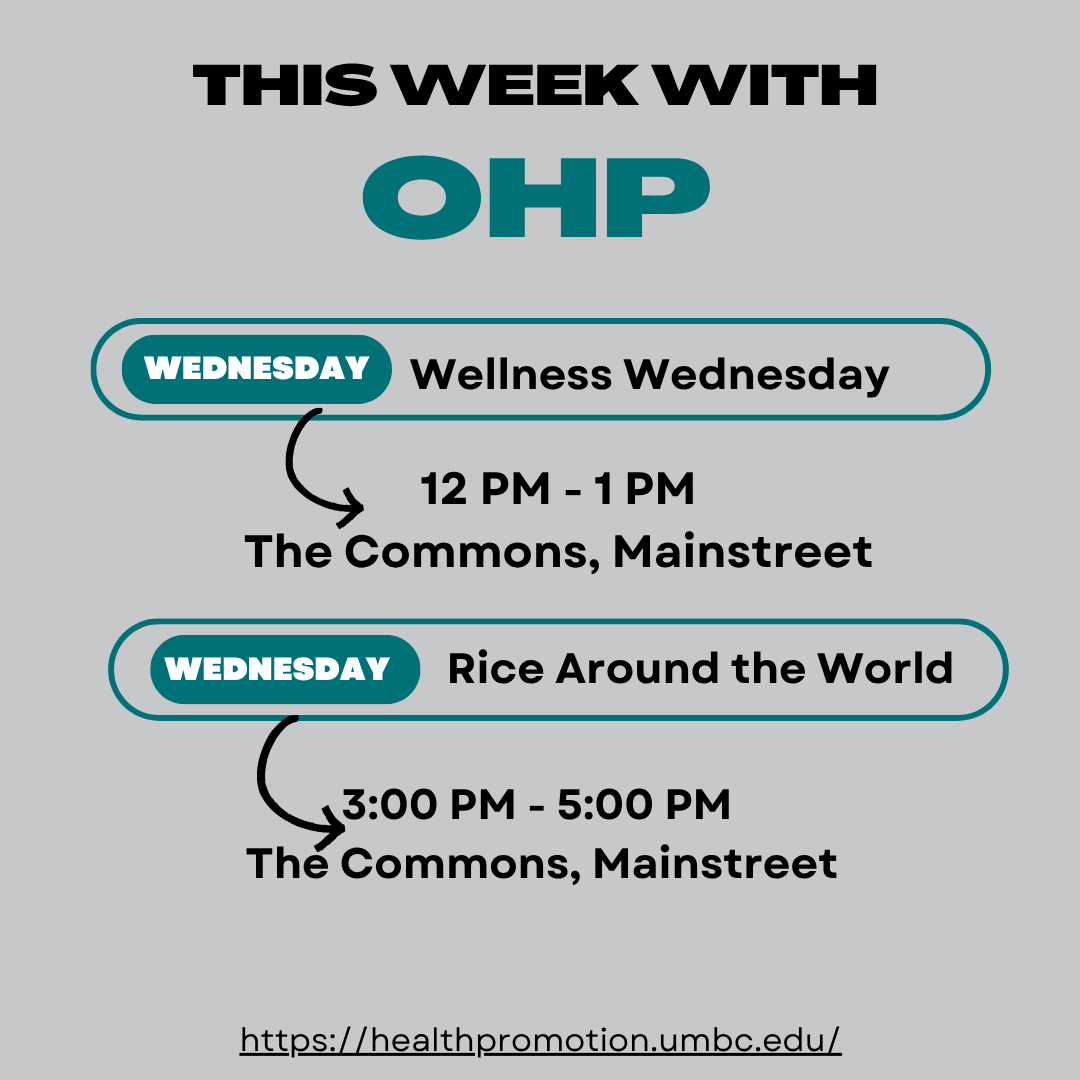 gray background. Black and teal writing that reads OHP weekly schedule.