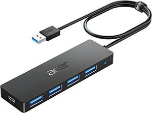 An image of the hub and its USB connection ports