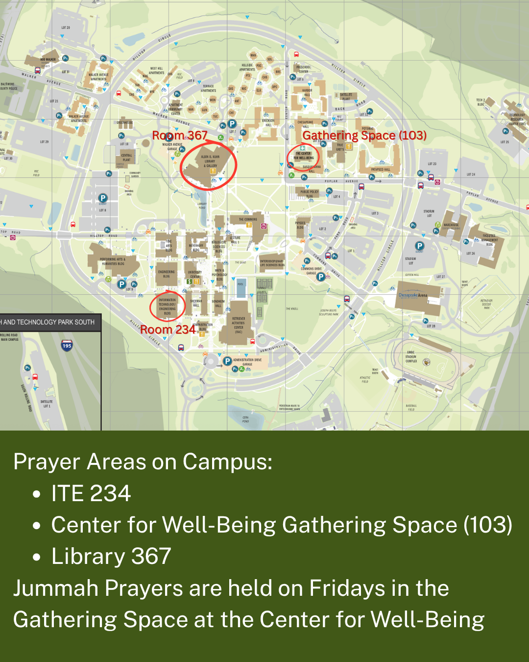 Map of Payer locations on UMBC