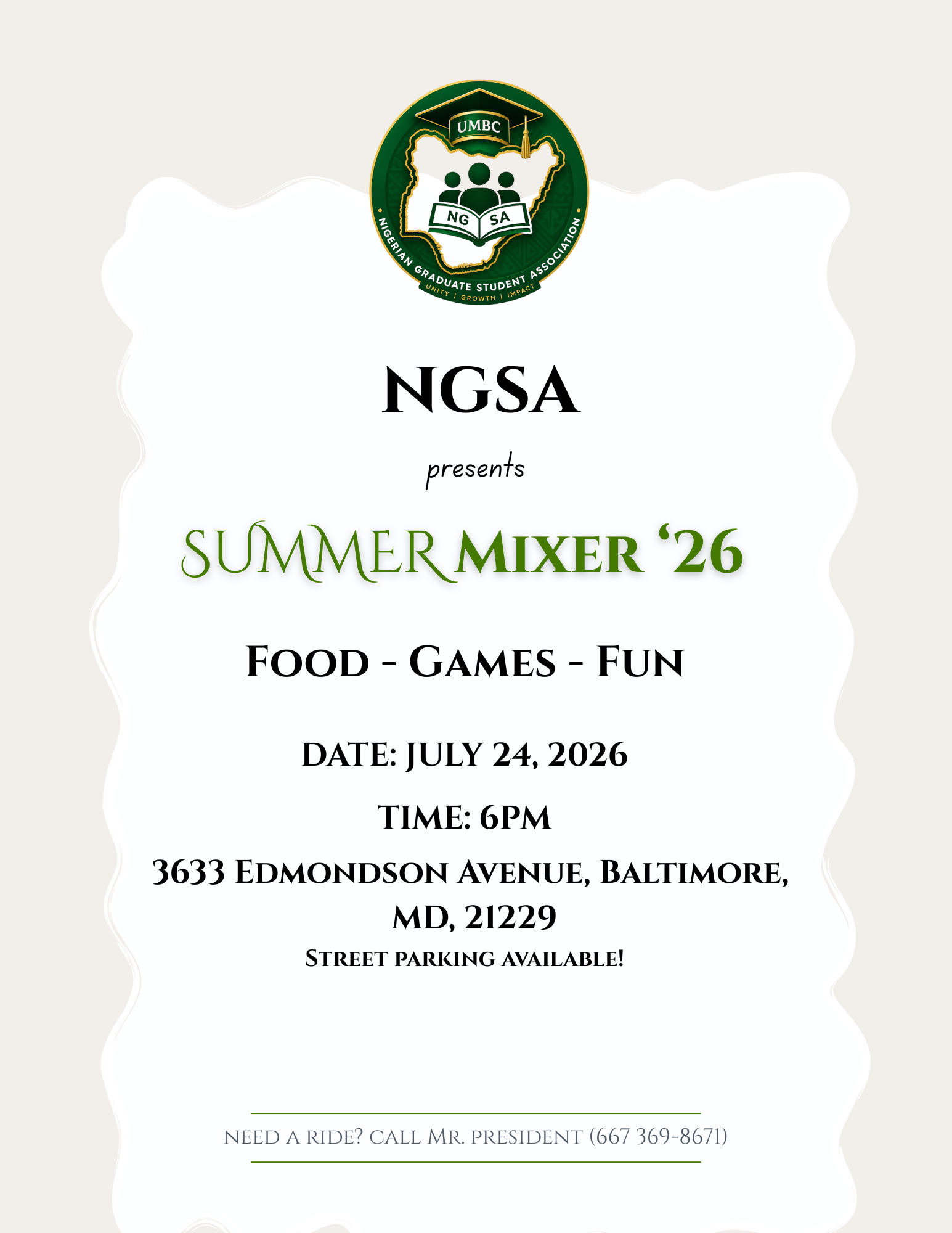 Promotion flyer for the Summer Mixer '26