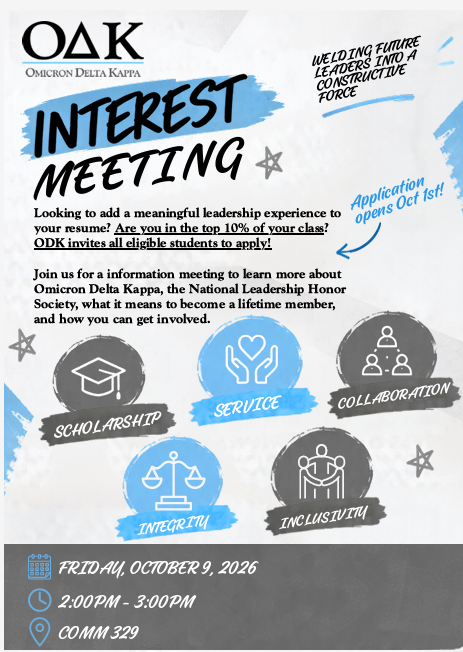 Omicron Delta Kappa interest meeting flier!