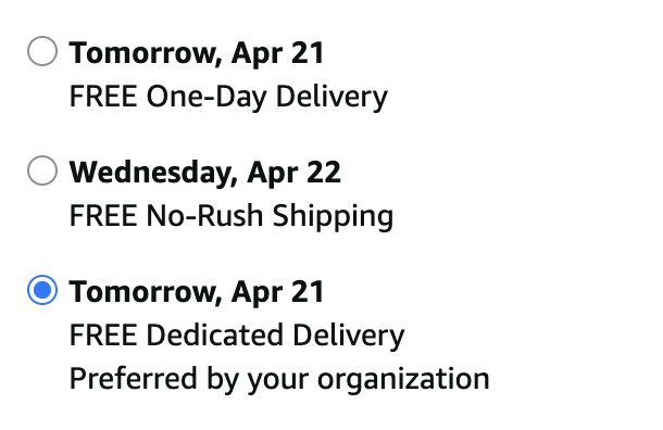 Delivery options from Amazon Business