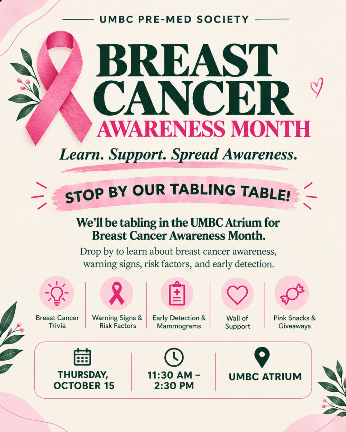 Breast cancer awareness tabling