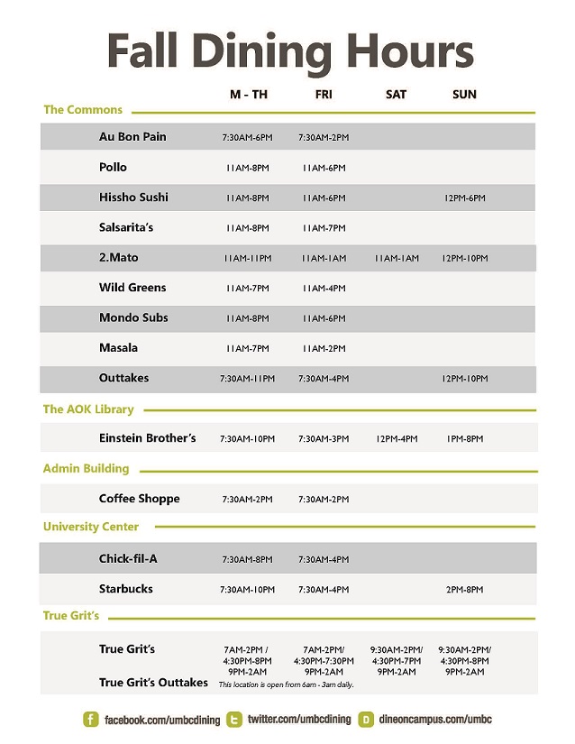Food Trucks and Fall Dining Hours · Residential Life · myUMBC