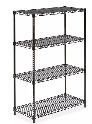black wire open shelving