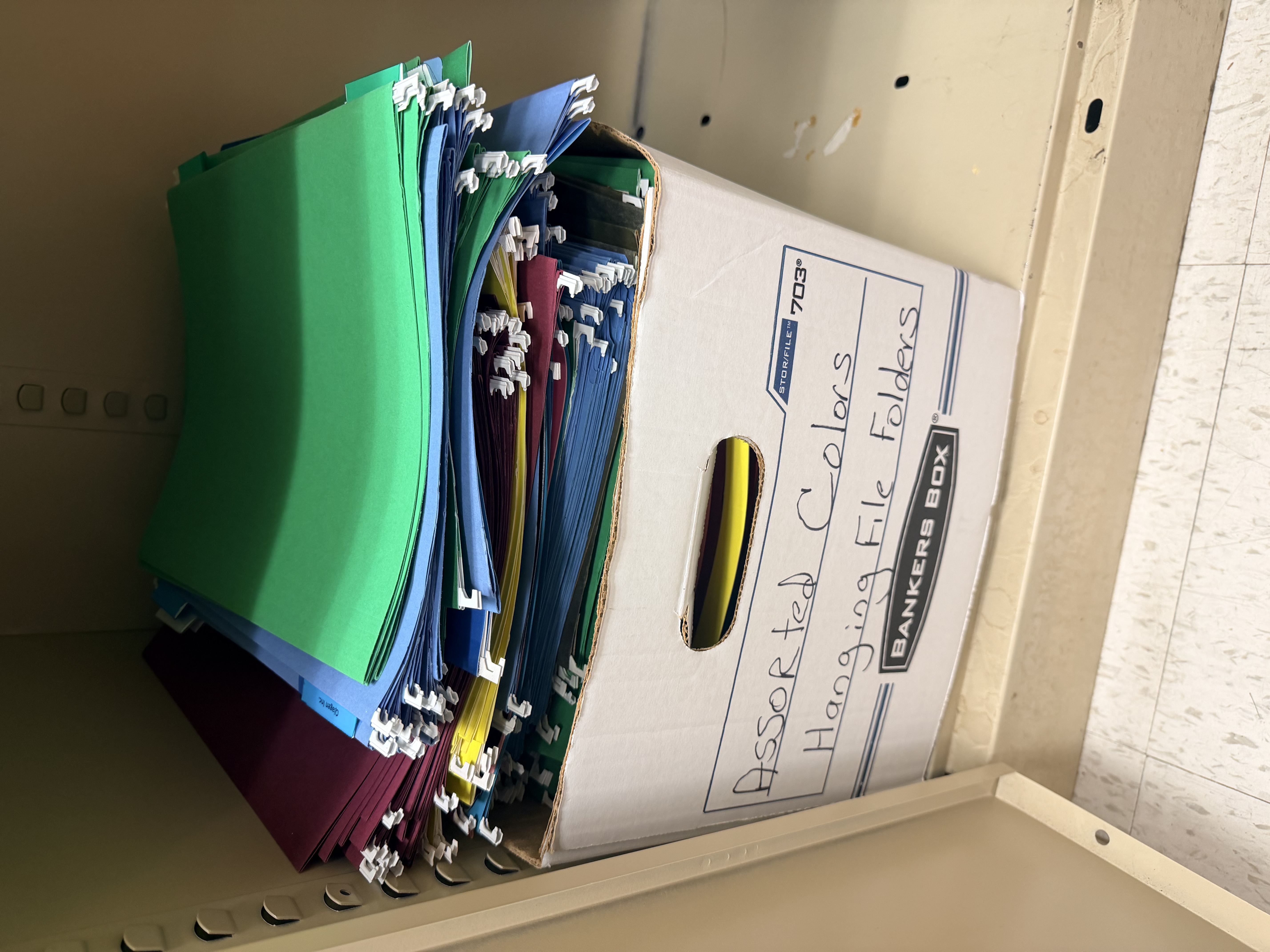 Assorted hanging folders