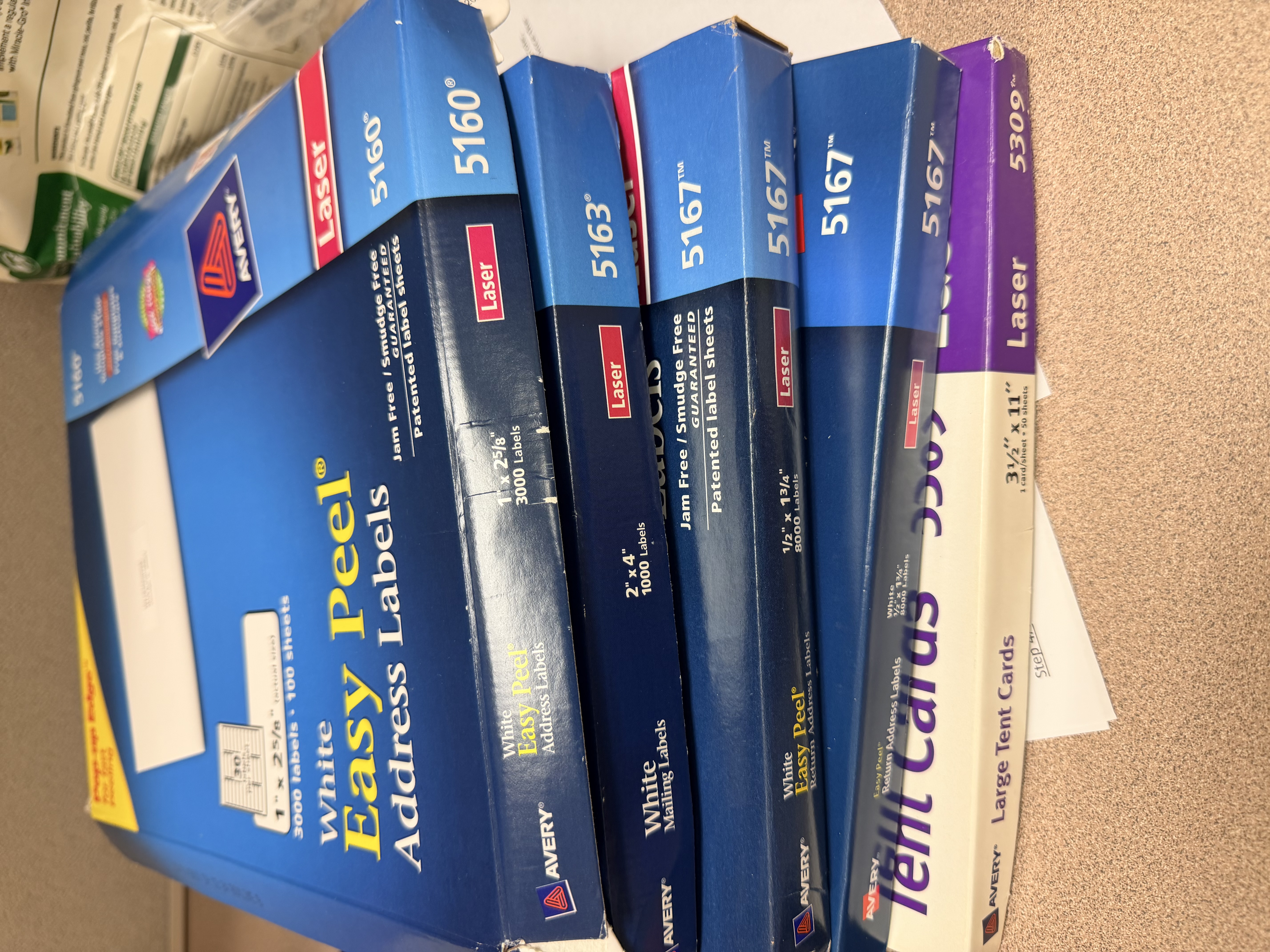 Various peel and stick labels