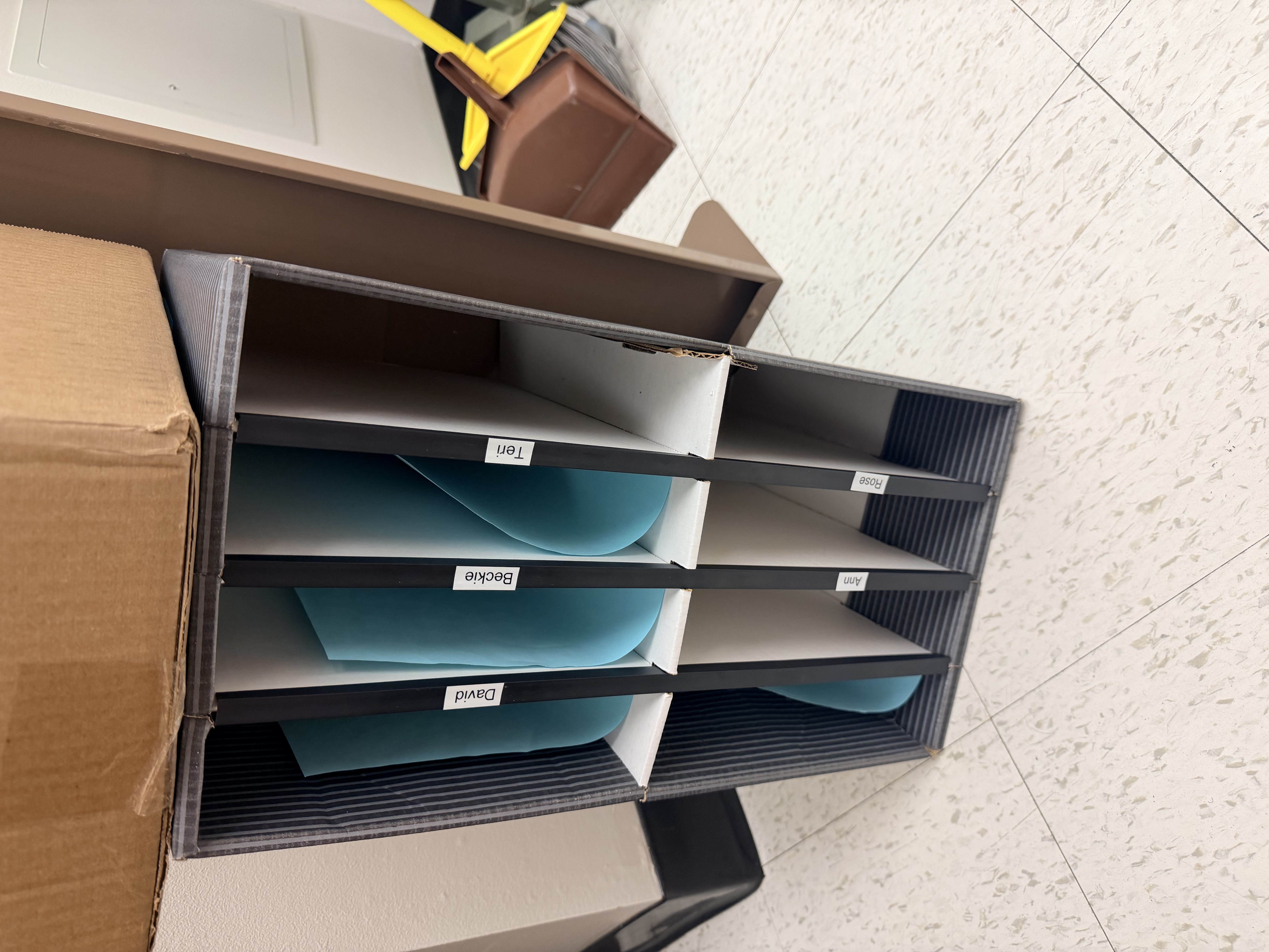 Banker box mail organizer
