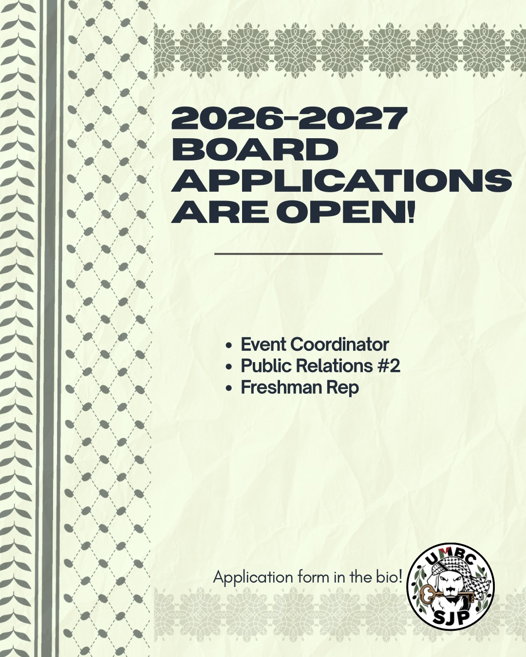 2026-2027 board applications open. form is in the link below