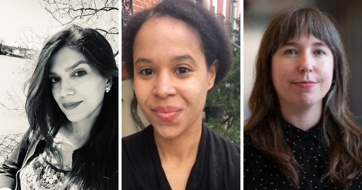 Three headshots of three different women. They are named Haniyeh Barahouie, Lisa Cassell, and Iris Blake.