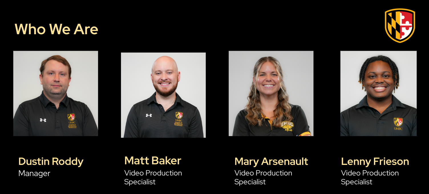 The new "video wall" set backdrop in the Studio's newly renovated Sherman Hall space.