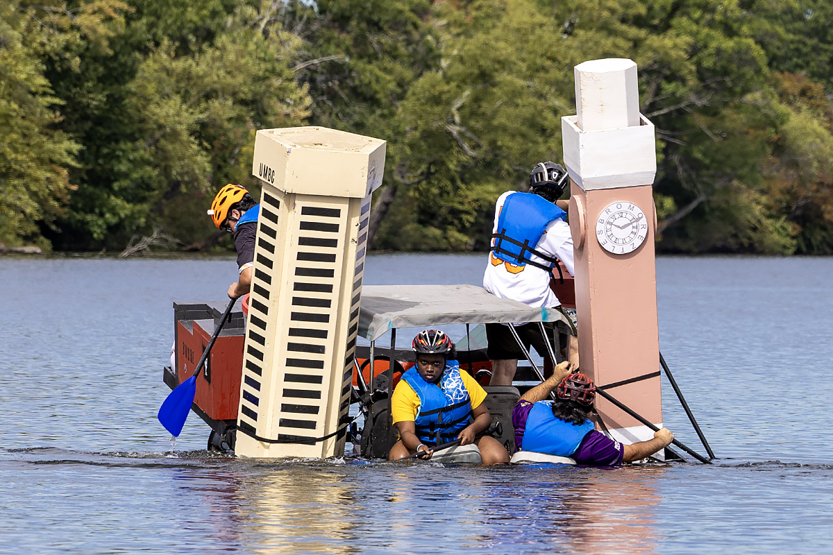 The Charm City Bromobile is in the water